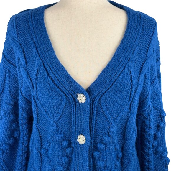 Like new! Koko + Mason Los Angeles Chunky Knit V-Neck Cardigan in Blue S… - Picture 9 of 13